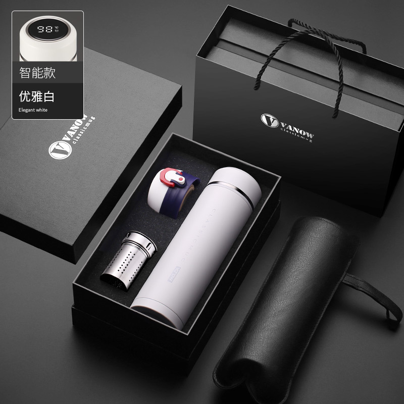 vanow【送长辈】礼盒智能保温杯车载高档创意大容量刻字泡茶保温杯