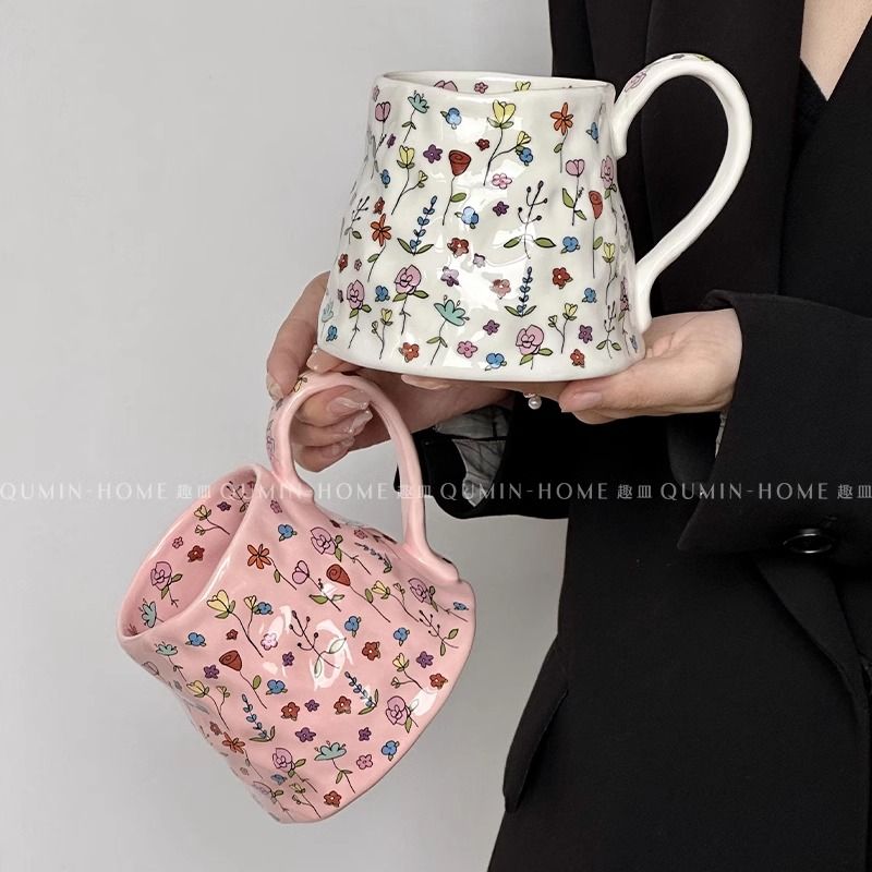趣皿梦幻花丛大容量马克杯创意水杯早餐大号陶瓷杯子咖啡杯家用