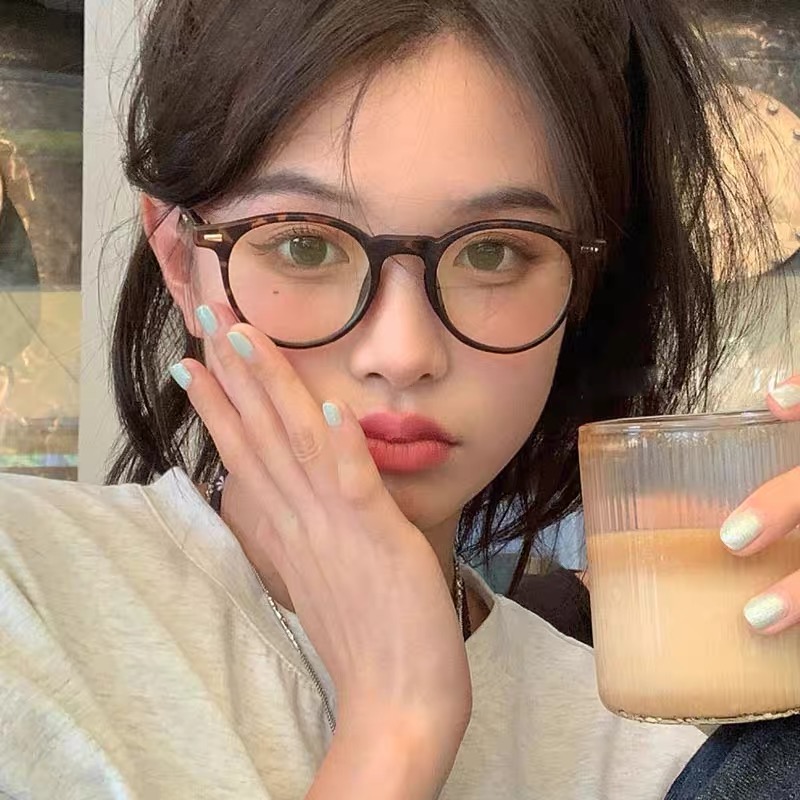 豹纹复古小圆框眼镜近视可配度数女高级感玳瑁色小脸素颜眼睛框架