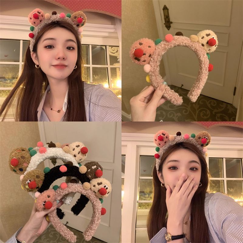 丑萌曲奇饼干小丑毛绒发箍女秋冬卡通可爱洗脸化妆头箍压发卡发饰