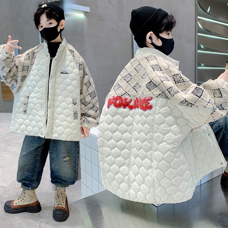 儿童装男童外套秋冬装2025新款中大童男孩冬款夹棉加厚二棉衣服潮