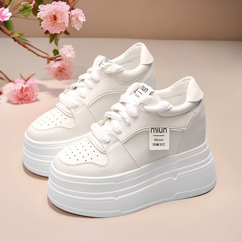 12公分内增高小白鞋女鞋百搭单鞋春秋新款时尚休闲松糕鞋厚底白鞋
