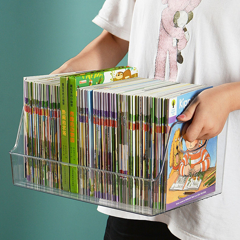 【新店促销书本收纳盒透明儿童绘本收纳放书桌面书籍整理神器书立