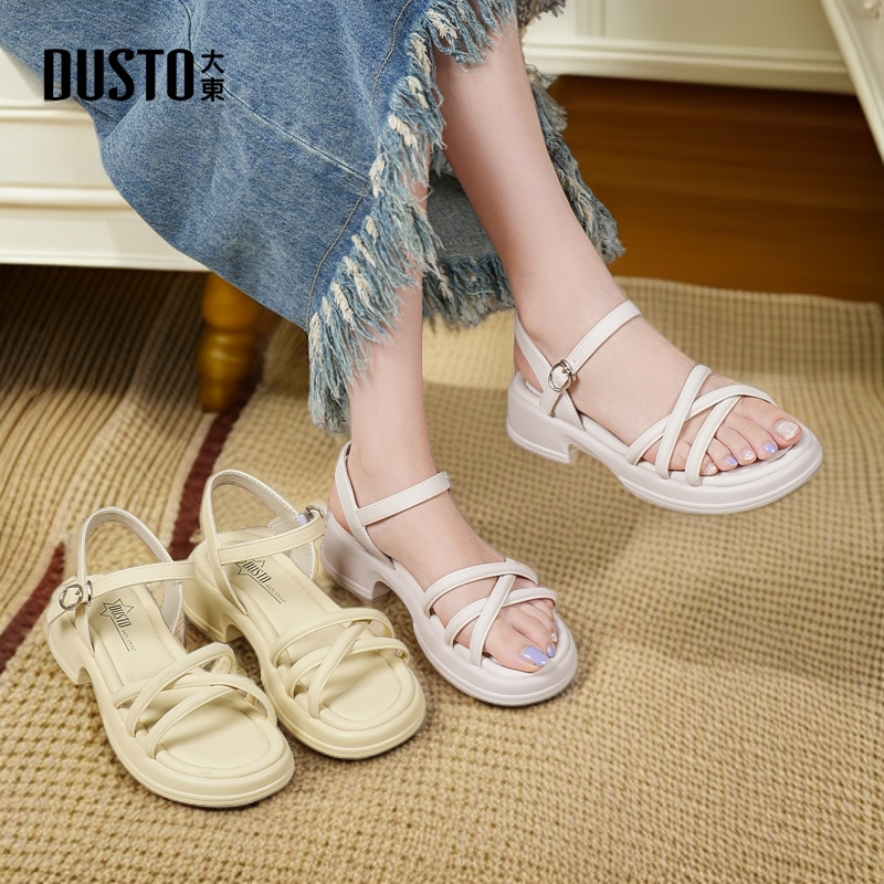 大东沙滩凉鞋女2025年夏季新款爆款厚底罗马时尚舒适外穿女鞋1255