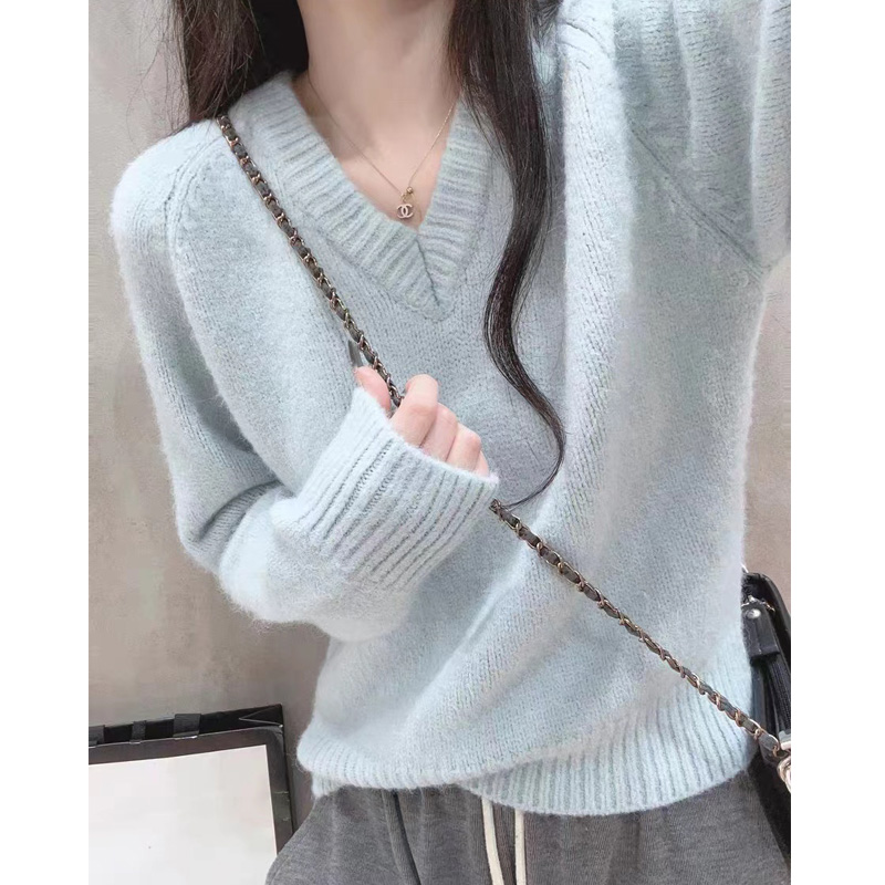 羊毛衫女洋气显瘦宽松长袖针织衫网红短款加厚打底衫套头外穿毛衣