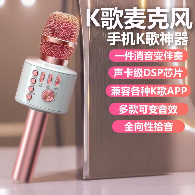 话筒音响一体麦克风卡拉OK蓝牙无线可充电手机唱歌K歌家用专用卡