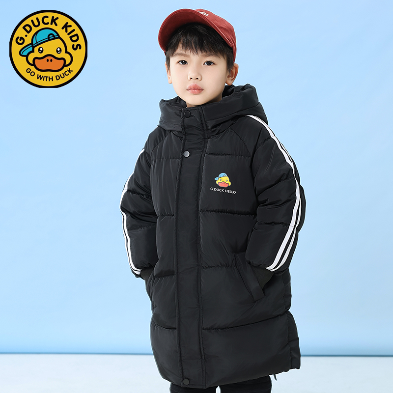 HAL.DUCK/哈罗小黄鸭儿童中长款棉服男女童加厚过膝棉衣冬季棉袄