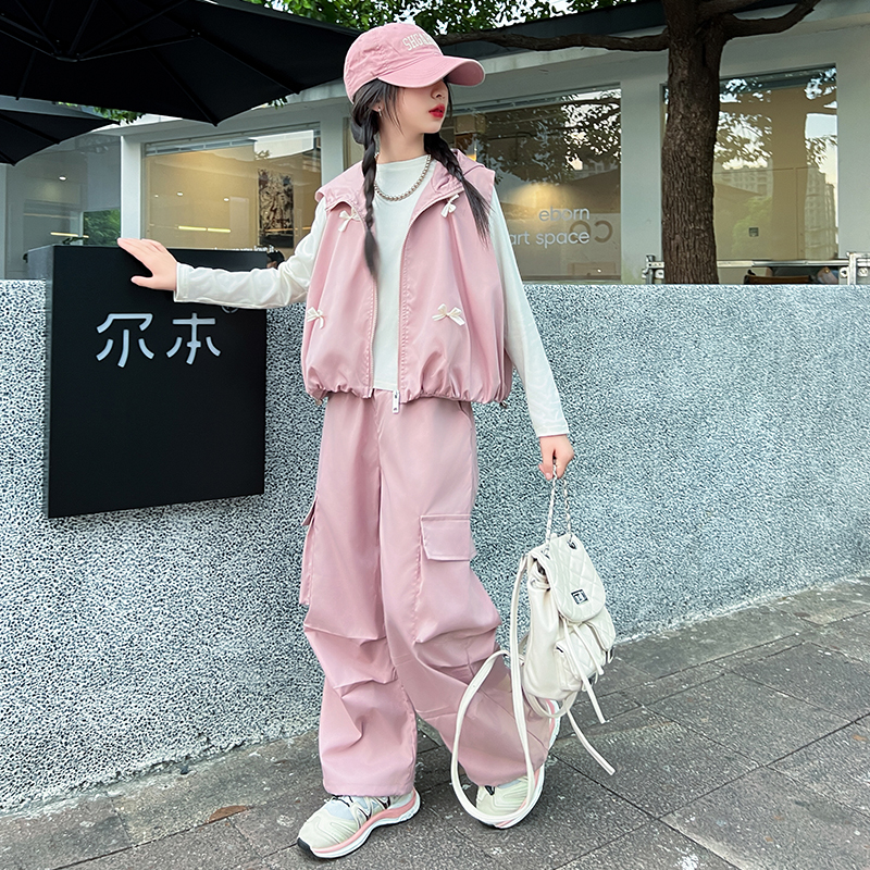 女童春秋洋气三件套2025新款6-12岁15岁中大儿童宽松休闲秋季套装