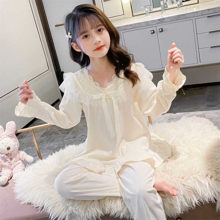 女童睡衣套装春秋2025新款6-12岁15岁中大童女孩甜美长袖家居服