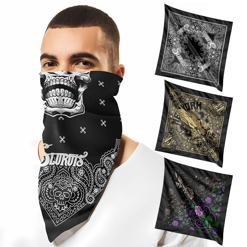 哈雷机车头巾男巡航复古摩托车骑行防晒面罩女嘻哈街舞大方巾围脖