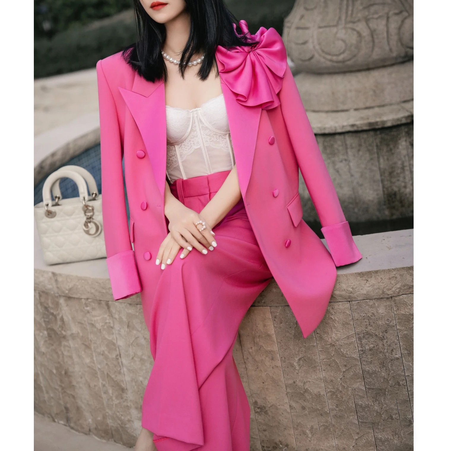 ZEROYK高级感时尚套装轻熟御姐范花朵西装阔腿裤通勤气质两件套女