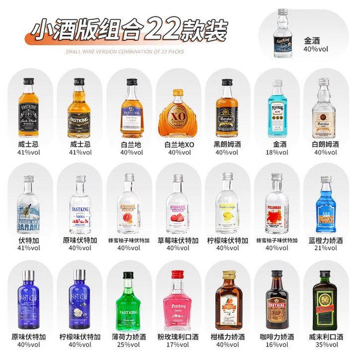 多瓶便利店调酒50ml微醺小酒版口味酒吧洋酒威士忌伏特加朗姆酒