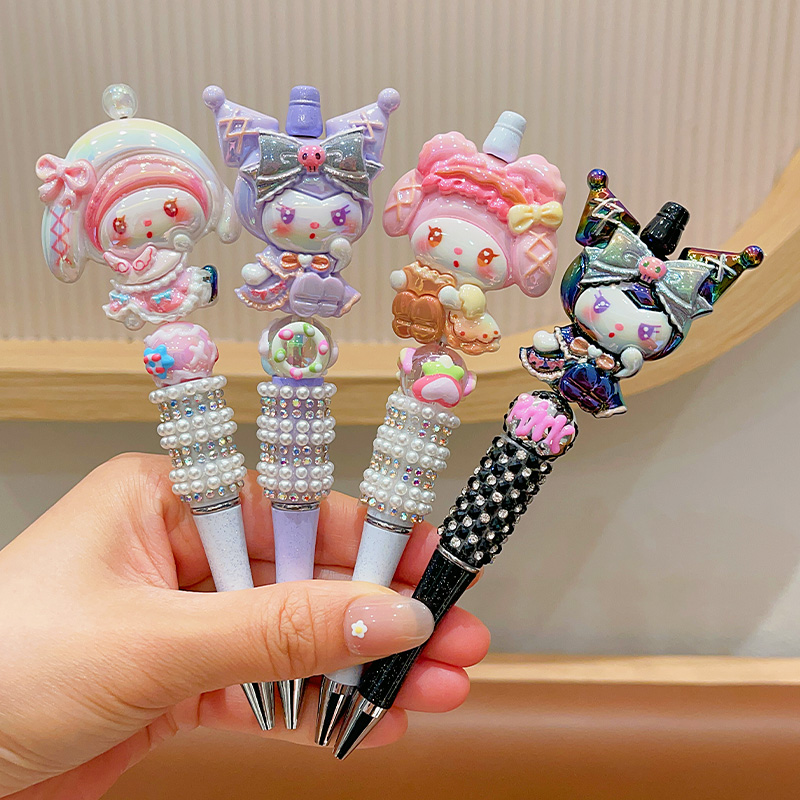 库洛米儿童旋转中性笔女孩萌趣卡通珍珠写字笔小学生专用文具用品