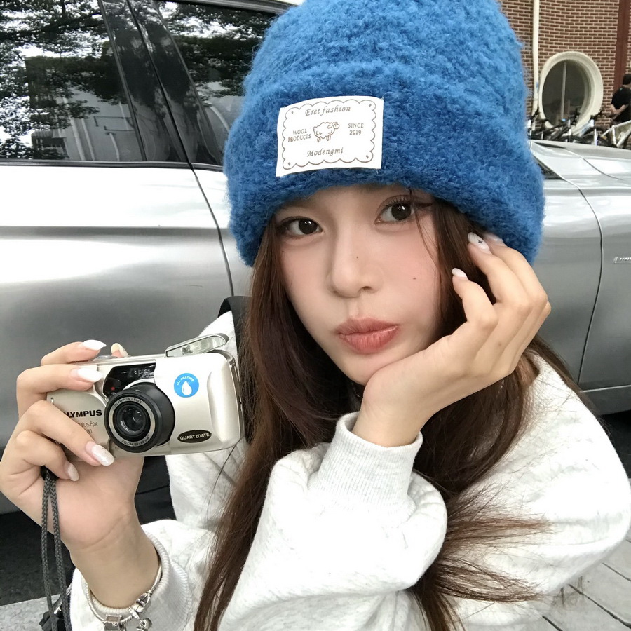 double i i 圈圈绒加厚保暖护耳卷边针织帽软糯舒适毛线包头帽