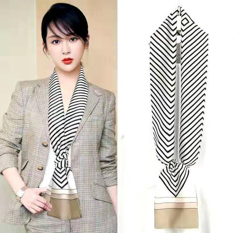 【145长巾】小长条丝巾女新款春秋围巾细窄韩版时尚洋气西装领巾