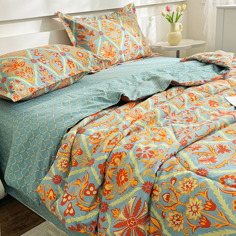 【新疆包邮】亲肤磨毛印花双人夏凉被被子四件套可机洗水洗