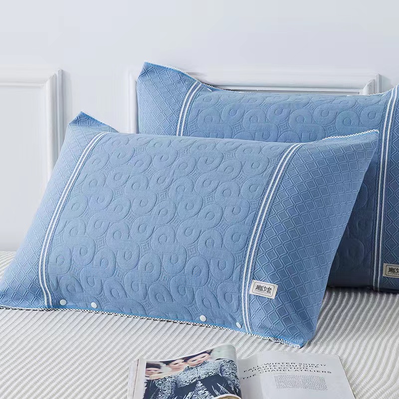 【一对装】纯棉高档魔术枕套纱布枕巾吸汗可固定半包大人枕巾一对