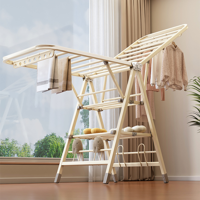 简易折叠晾衣架落地阳台家用挂衣架室内婴儿凉衣杆户外晒被子神器