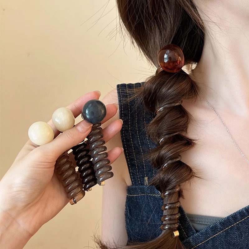 直条电话线发圈女2025新款灯笼泡泡辫头绳编马尾发绳头饰发绳发饰