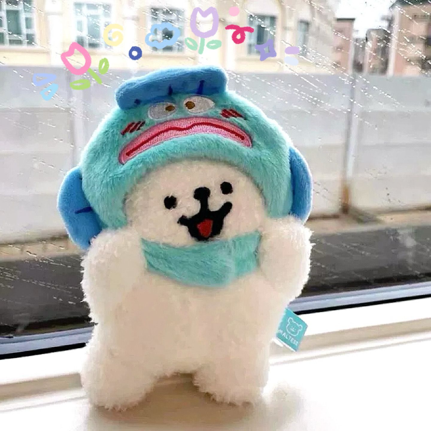 超萌小狗线条挂件可爱毛绒卡通头套玩偶背包挂饰钥匙扣变身小公仔