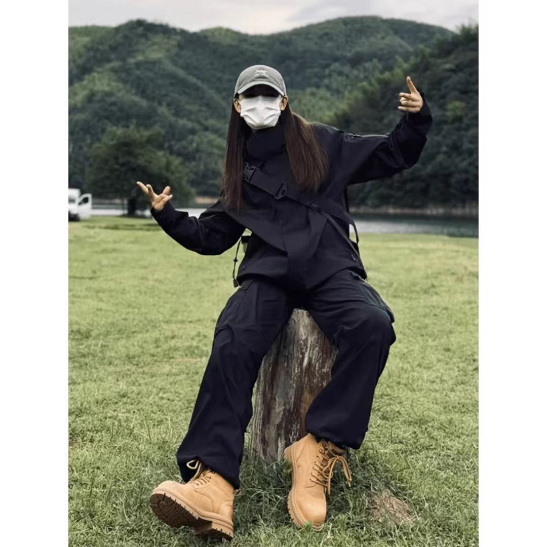 黑武士运动裤男女同款春秋季爬山穿搭户外速干防风登山高腰工装裤