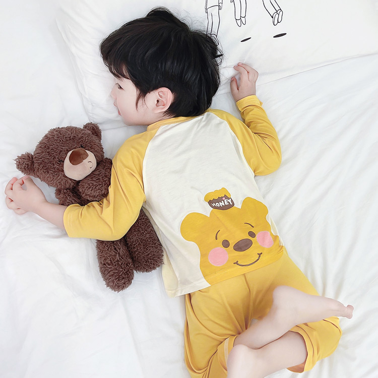 淑屋童话2024夏款小童宝宝莫代尔家居服套装卡通贴身舒适空调服