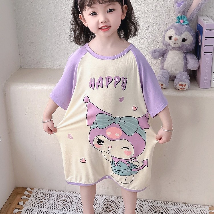 2024莫代尔女童睡裙夏季薄款女孩中小童连身衣舒适空调家居服