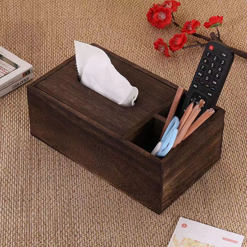 纸巾盒实木客厅家用遥控器收纳盒抽纸盒厨房卧室卫生巾纸巾盒收纳