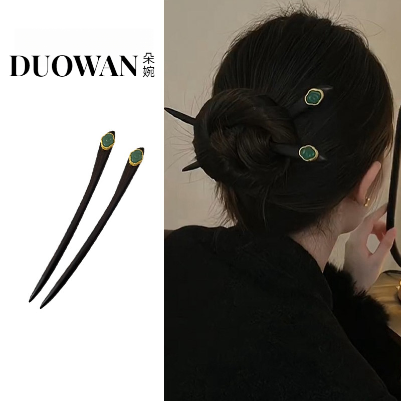 古风木簪檀木新中式盘发国风发簪设计感日常发钗旗袍汉服簪子发饰