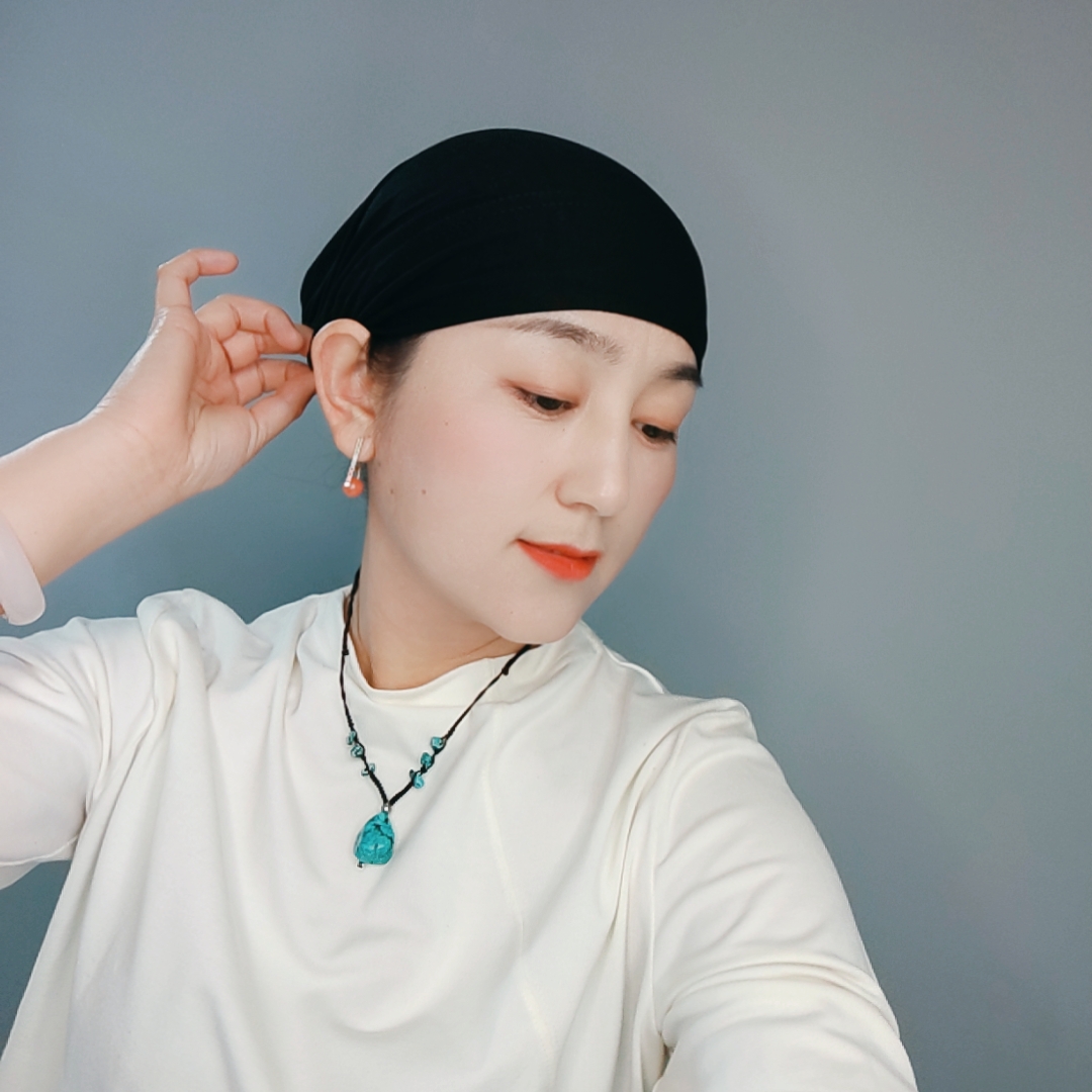 四季款棉打底帽柔软舒适透气帽子黑色无帽檐女款新款纯色包头帽