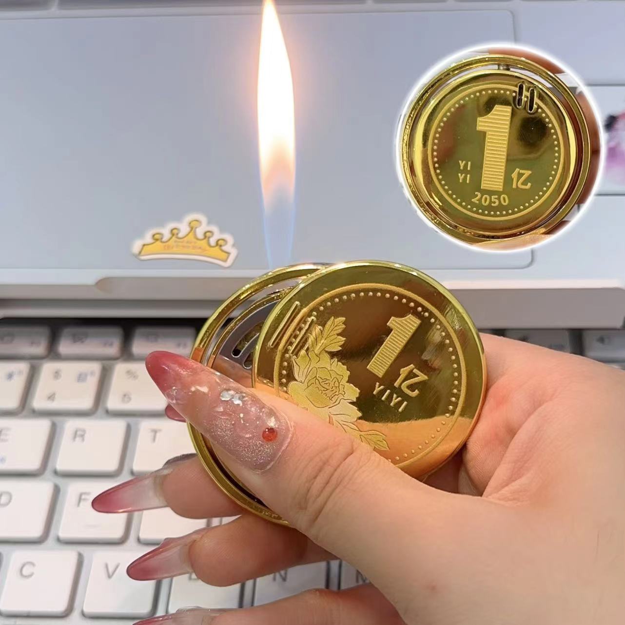 新款转~1~亿金属旋转陀螺充气创意打火机高颜值金属充气时尚礼物