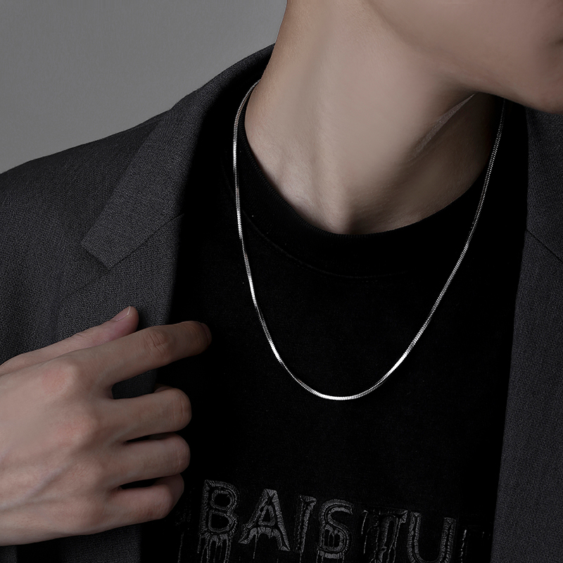 梵亚格 不锈钢项链 蛇骨链潮ins小众细链子毛衣链素链嘻哈锁骨链