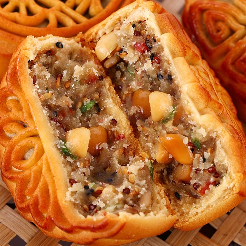 【90克大月饼】主播补贴活动 老五仁月饼红豆黑芝麻中秋糕点