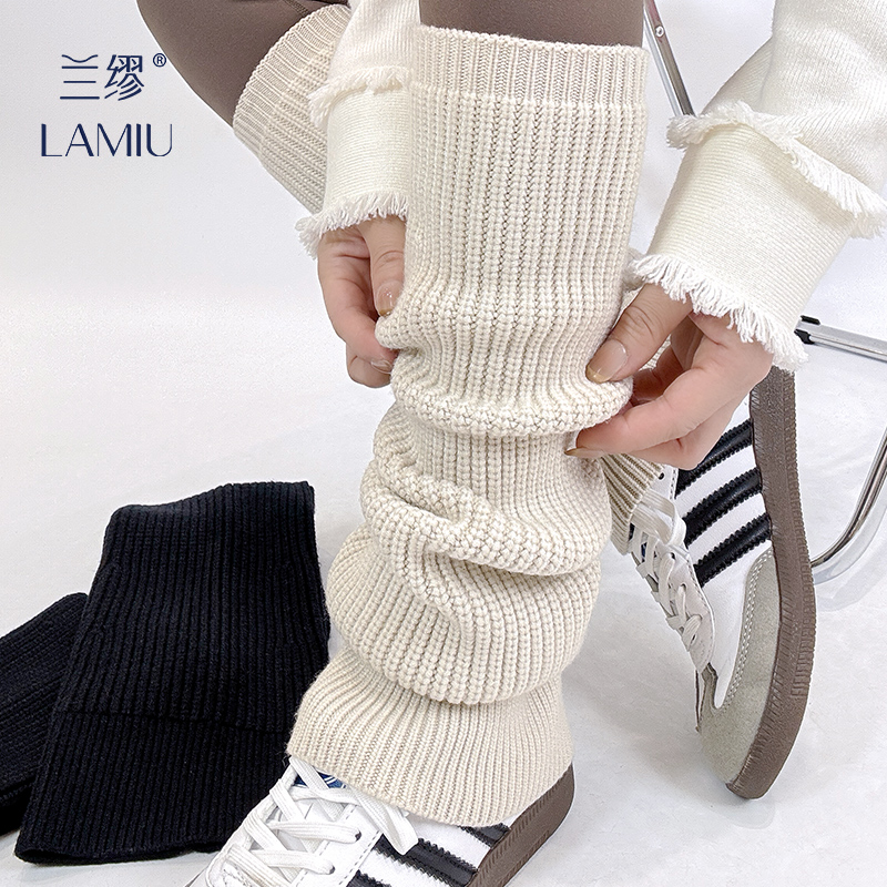 LA MIU/兰缪秋冬针织袜套女长筒简约基础款搭配瑜伽裤小腿堆堆袜