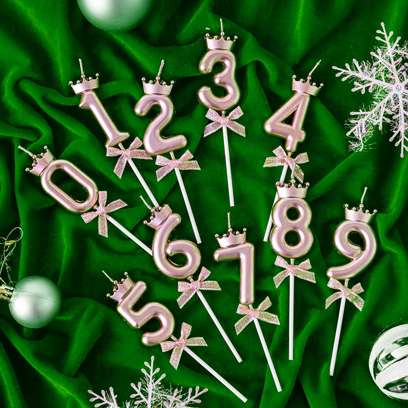 生日蜡烛数字烘焙蛋糕用儿童创意装饰皇冠蝴蝶结高级感氛围感装扮