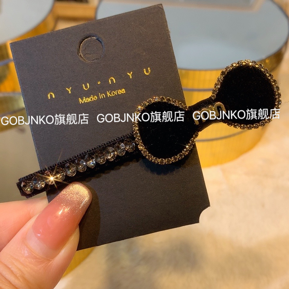 GOBJNKO韩版丝绒蝴蝶结一字夹小香风气质网红轻奢时尚发卡复古风