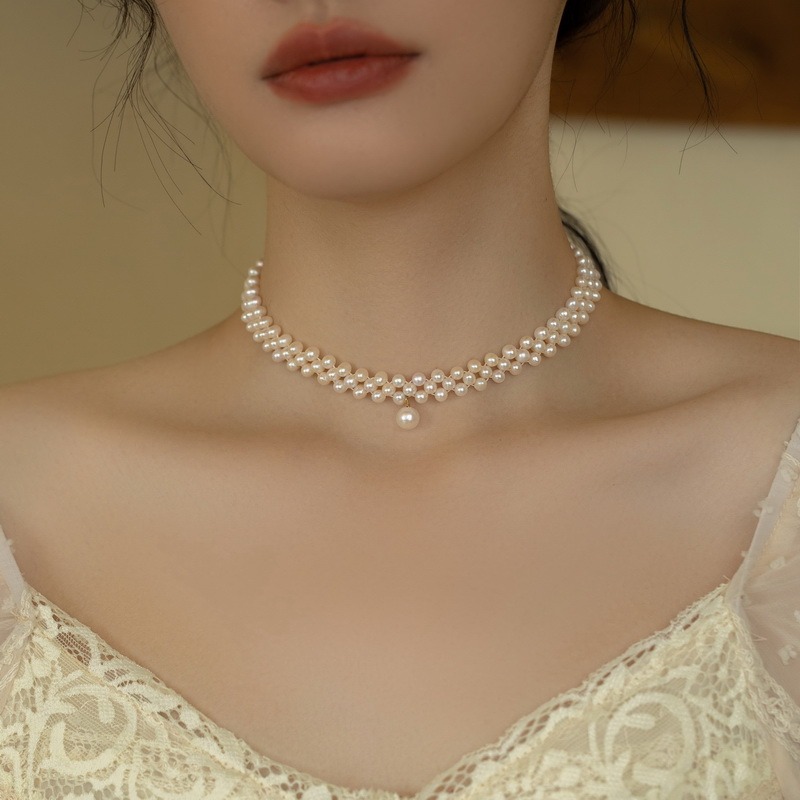 铁合金亚克力项链 法式小贝珠choker项链女2024年新款轻奢小众设
