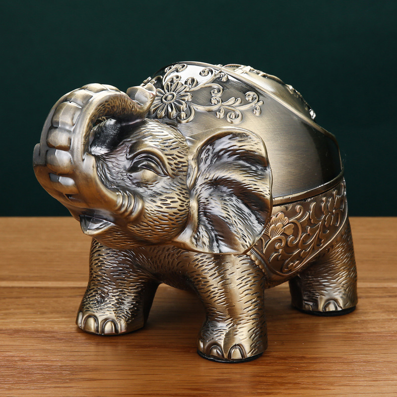 大象烟灰缸家用客厅时尚创意个性潮流防飞灰可爱轻奢办公室带盖大