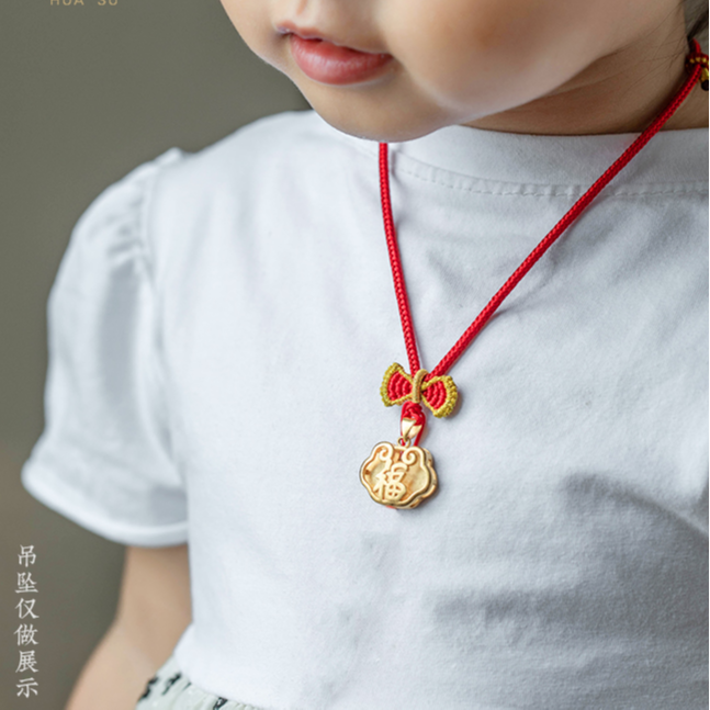 在逃公主蝴蝶结纯手工编绳儿童项链半成品玉坠编绳项链绳