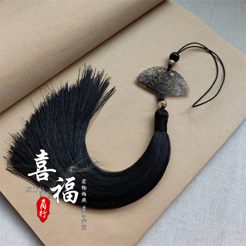 手工古风挂件个性渐变扇子流苏挂饰旗袍胸前压襟挂坠女扇坠包挂穗