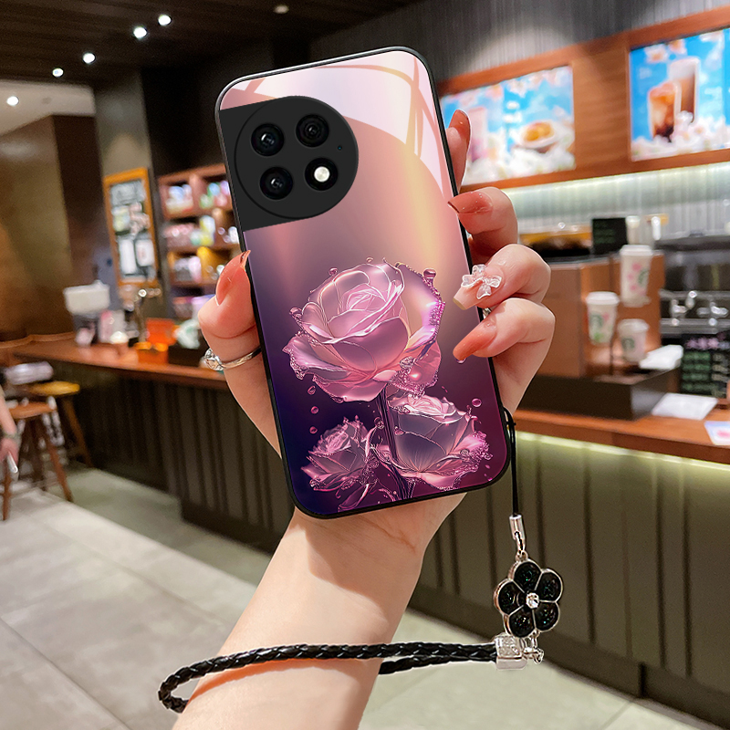蔷薇玫瑰适用一加Ace2Pro手机壳1+Ace2Pro玻璃壳全包防摔女款情侣