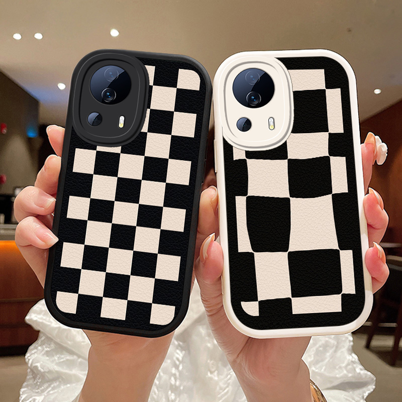 黑白格适用小米civi2手机壳Civi2硅胶防摔保护套镜头全包女款高级