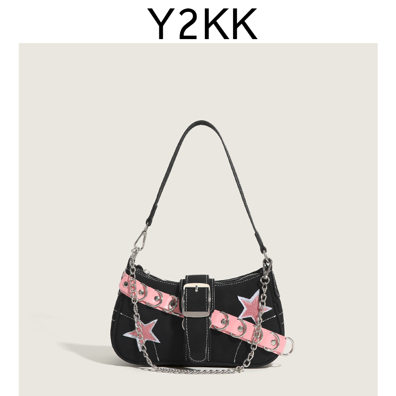 Y2KK2024包包秋冬小众设计复古辣妹腋下包高级感百搭小方包单肩