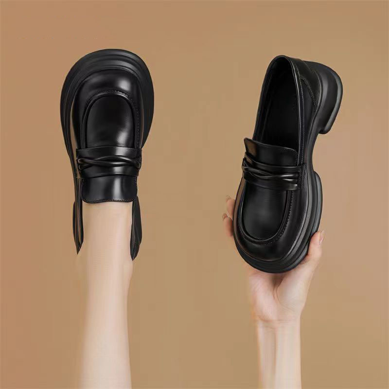 春季乐福鞋英伦风黑色小皮鞋女2025新款学院风小单鞋厚底乐福鞋女
