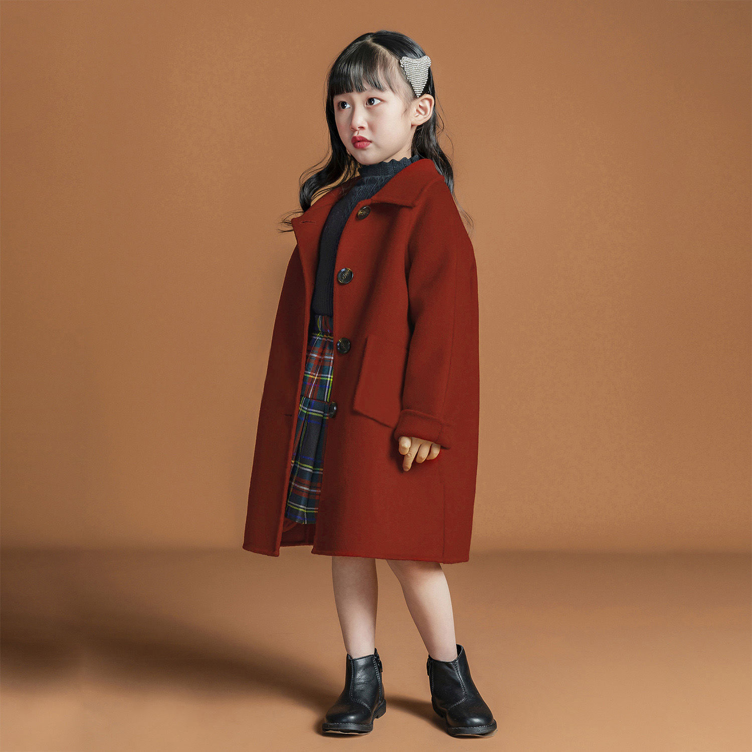 女童装洋气羊绒大衣呢外套冬季双面羊毛儿童中大童中长款呢子大衣