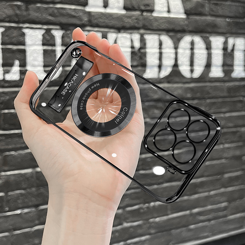 适用小米15高级感超薄电镀无边框磁吸贴电镀支架手机壳