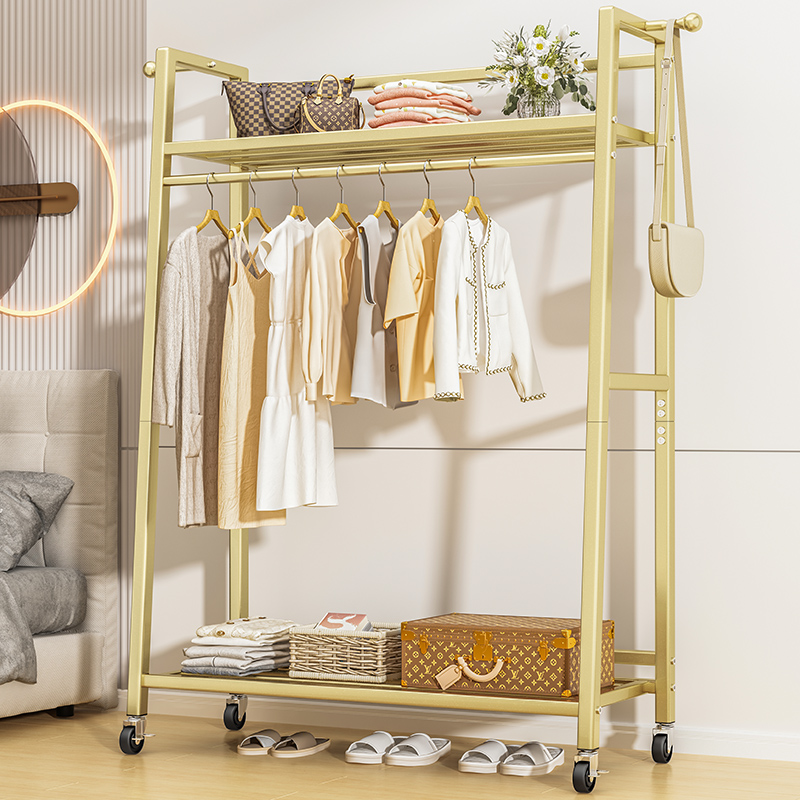 时尚款卧室落地衣帽架简易衣帽置物架家用单杆式室内挂衣架晾衣架