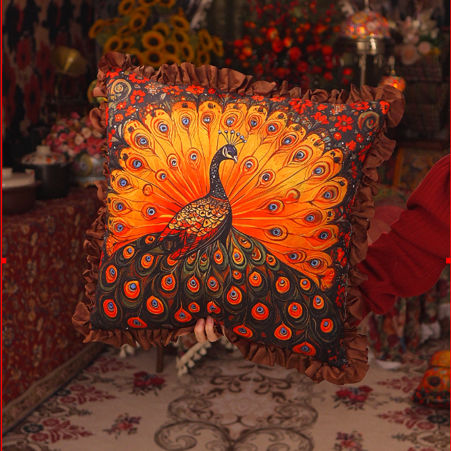 欧式复古华丽动物水晶绒抱枕卧室客厅沙发靠垫装饰汽车腰枕靠枕