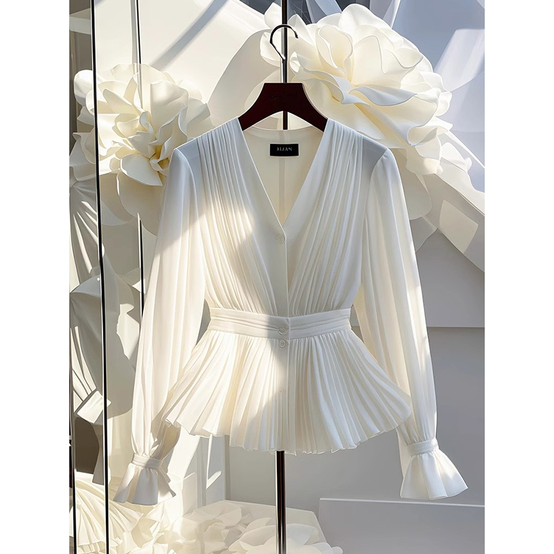 2025早秋新款显瘦白色时尚衬衫女轻熟气质收腰独特漂亮小衫上衣潮