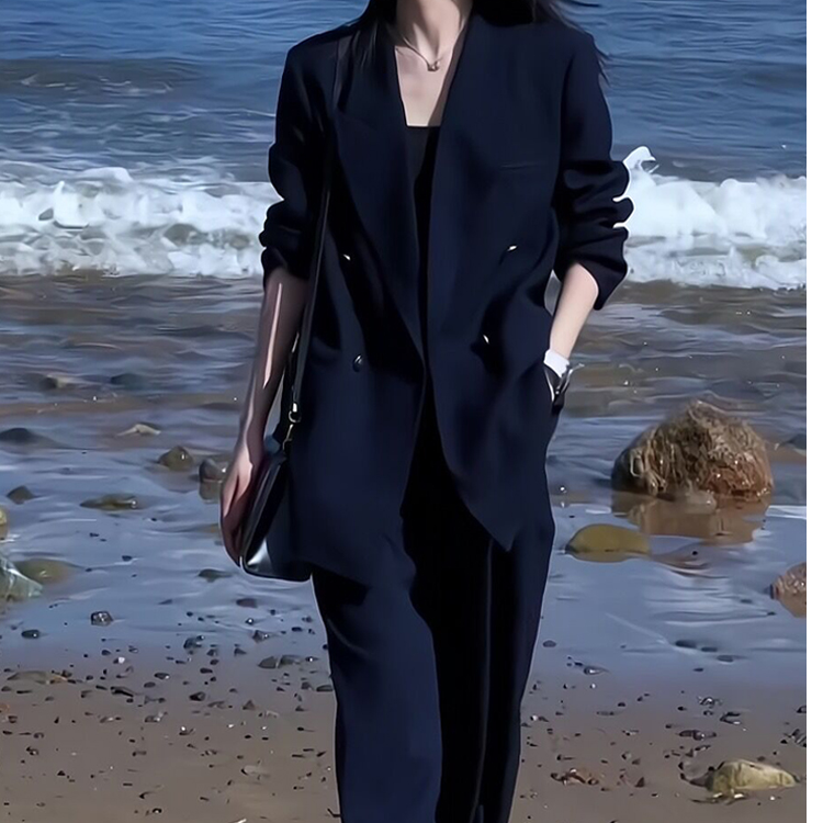 大码女装西装套装女胖mm春秋新款高端轻奢气质显瘦阔腿裤两件套装